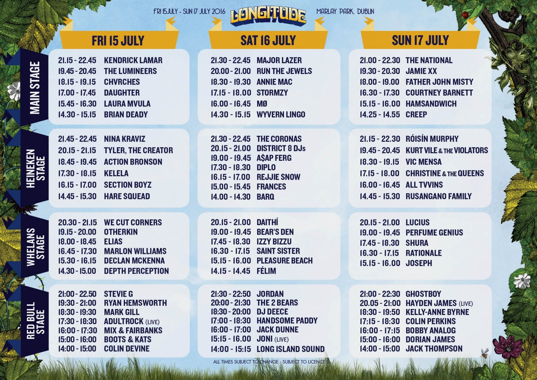 longitude 2016 festival lineup stage times times line photo