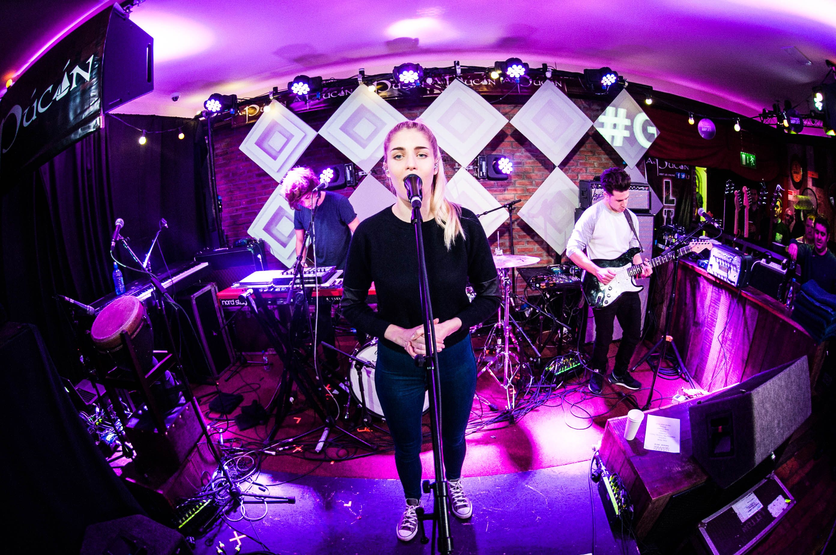 London Grammar Pictured here today at An Pucan, Co. Galway is Kodaline, London Grammar and Dan Croll. Artists performed a surprise gig to fans in the pub as part of Guinness Amplify Live.