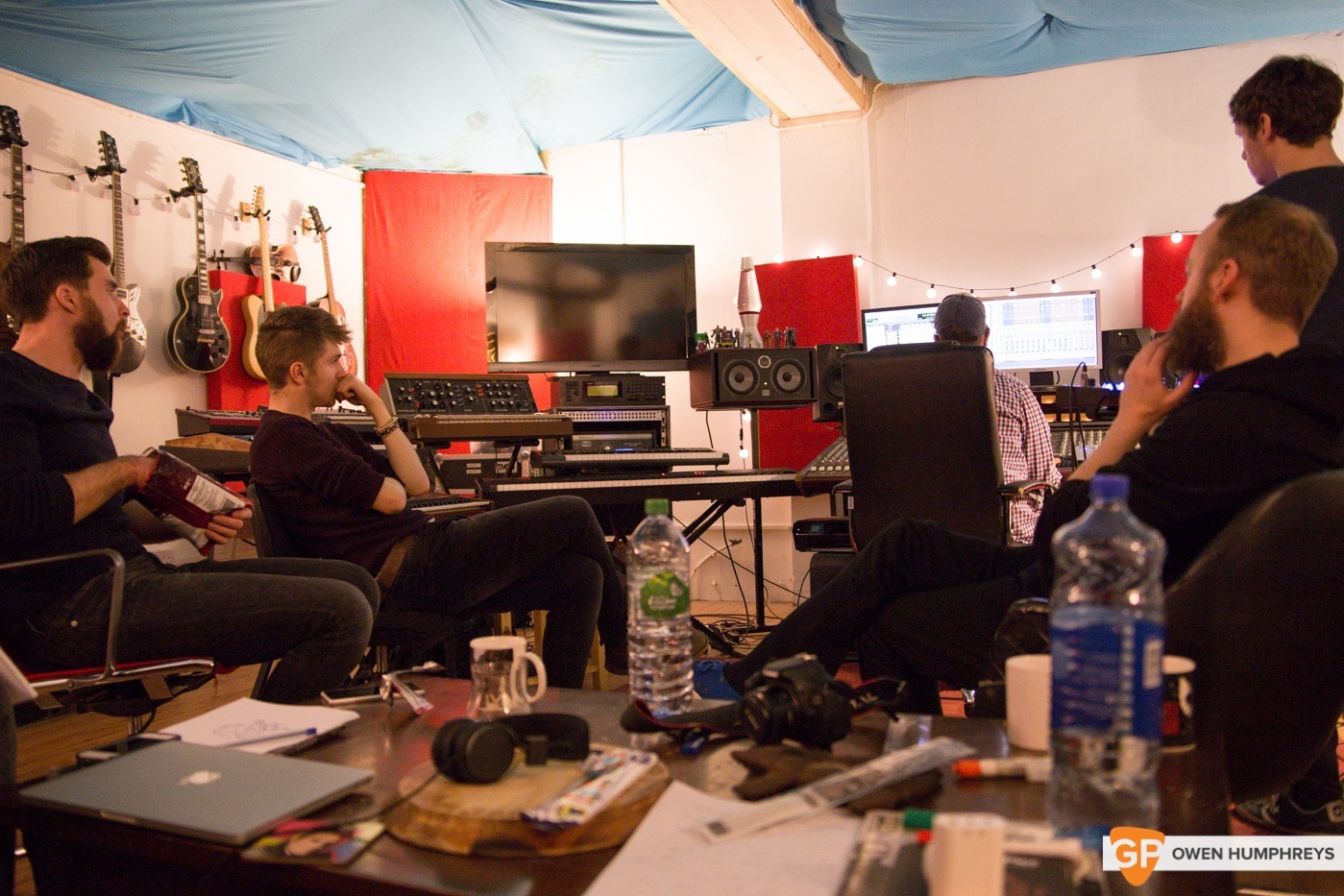 The Young Folk in studio, photo by Owen Humphreys