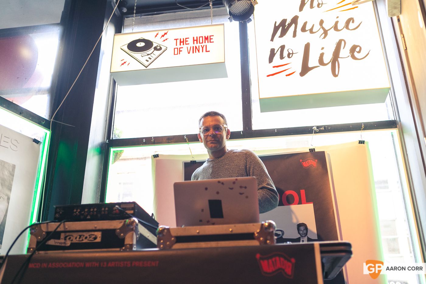 Sam Fogarino of Interpol DJ Set in Tower Records by Aaron Corr-8947
